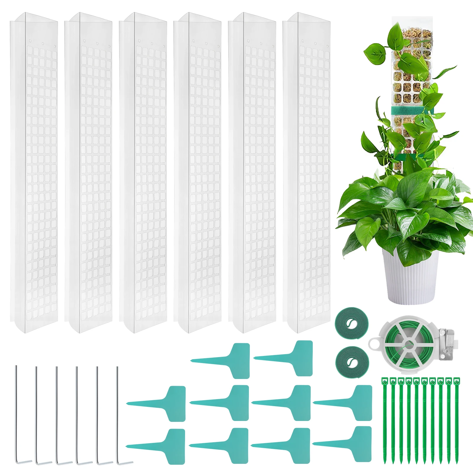 

6Pcs Moss Pole Reusable Plastic Plant Pole Stick Transparent Plant Support Weather Resistant Moss Stick For Garden