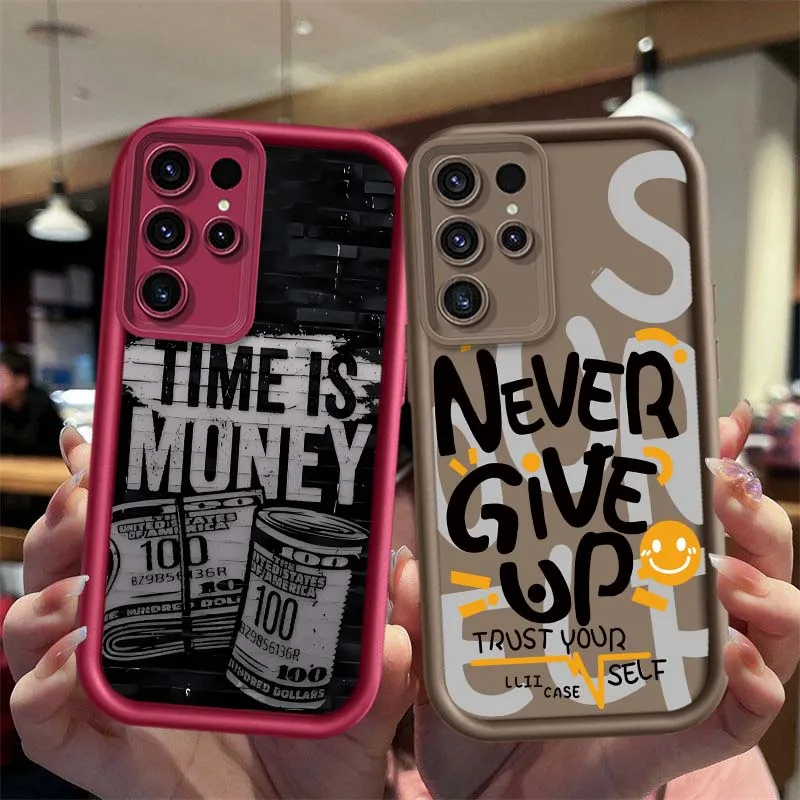 Cartoon Never Give Up Cover For Samsung Galaxy S26 S25 S24 S23 S22 S21 S20 Ultra Plus FE 5G Eye Ladder Phone Case