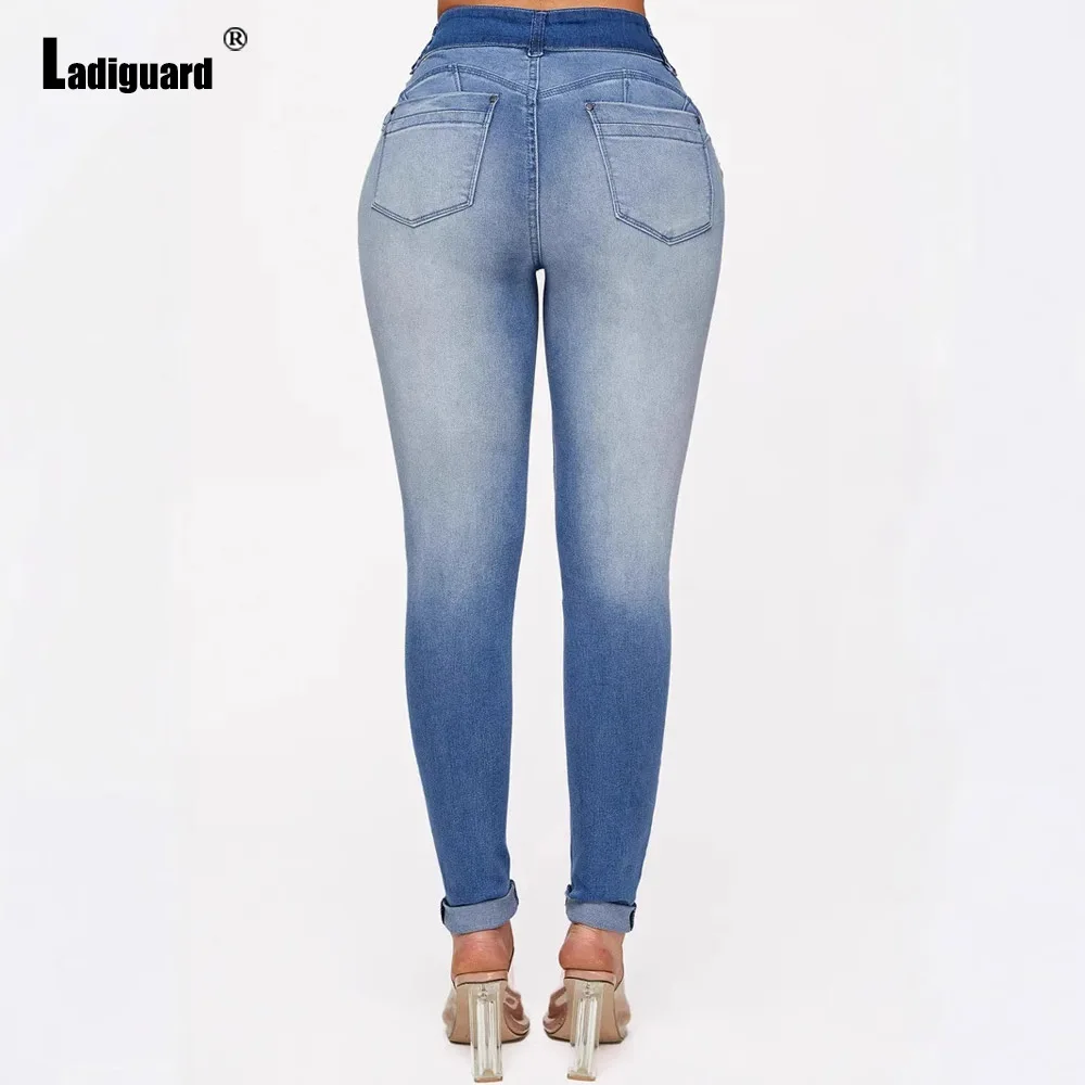 Vrouwen Hoge Cut Denim Potlood Broek Vrouwelijke Enkellange Broek Streetwear 2024 Amerikaanse En Europese Stijl Patchwork Jeans Broek