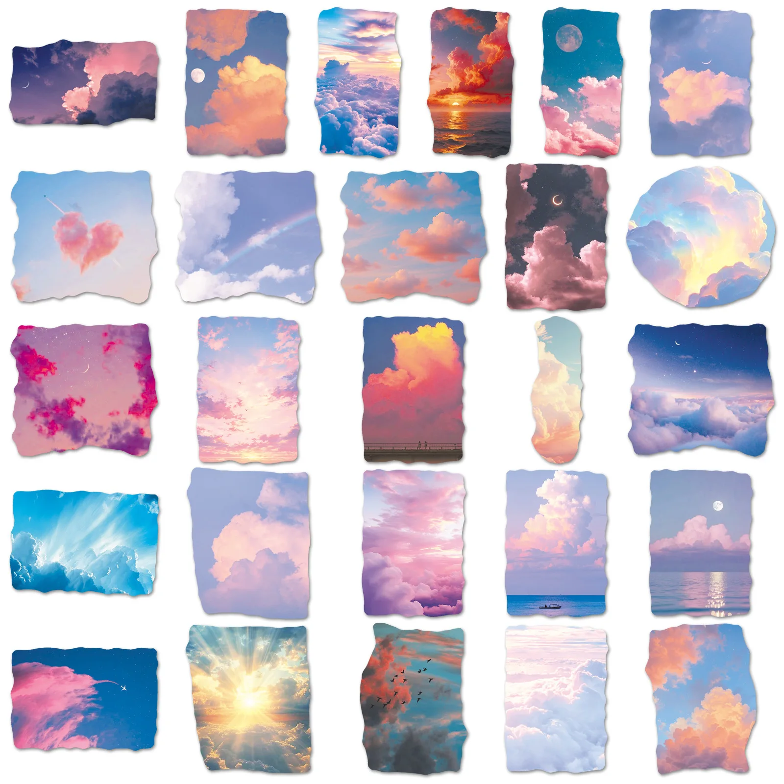 

50PCS Cloud Stickers Sky Fantasy Cloud Instagram Style Decorative Luggage Phone Case Headphones Waterproof Stickers Kids Toy