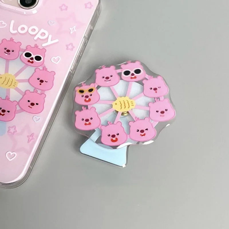 Miniso Cute Rotate Ferris Wheel Zanmang Loopy Mobile Phone Gasbag Stand Cartoon Creative 3M Silica Gel Back Patch Toys Girl Gift