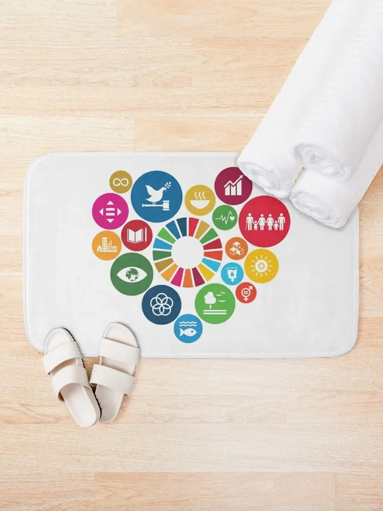 I Love Sustainable Development Goals SDGs 2030 Bath Mat Floors Rooms Carpet For Bath Anti-Skid Mat