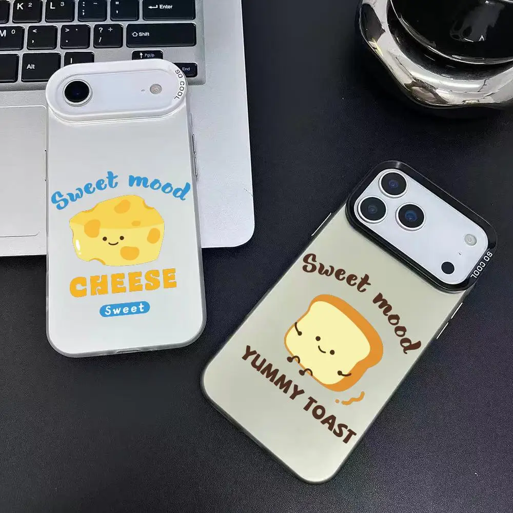 Custodia per telefono con cibo simpatico cartone animato per iPhone 17 16 15 14 13 12 11 Pro Max Nero Viola Opaco Laser Metallico Aurora Funda