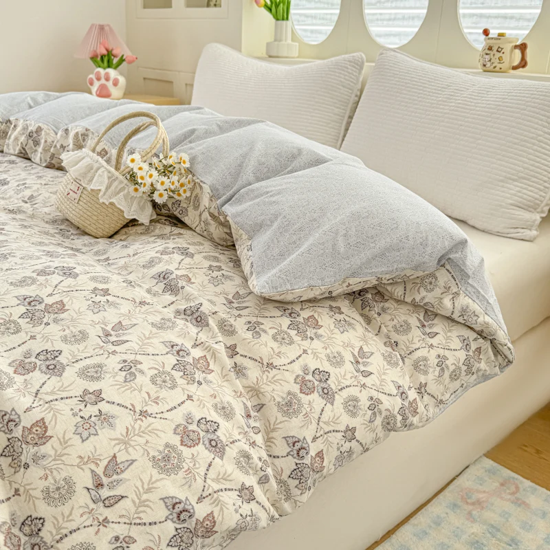 1pc 100% Cotton Duvet Cover funda nordica Single/Queen/King Floral Style Quilt Cover housse de couette 220x240(No Pillowcase)
