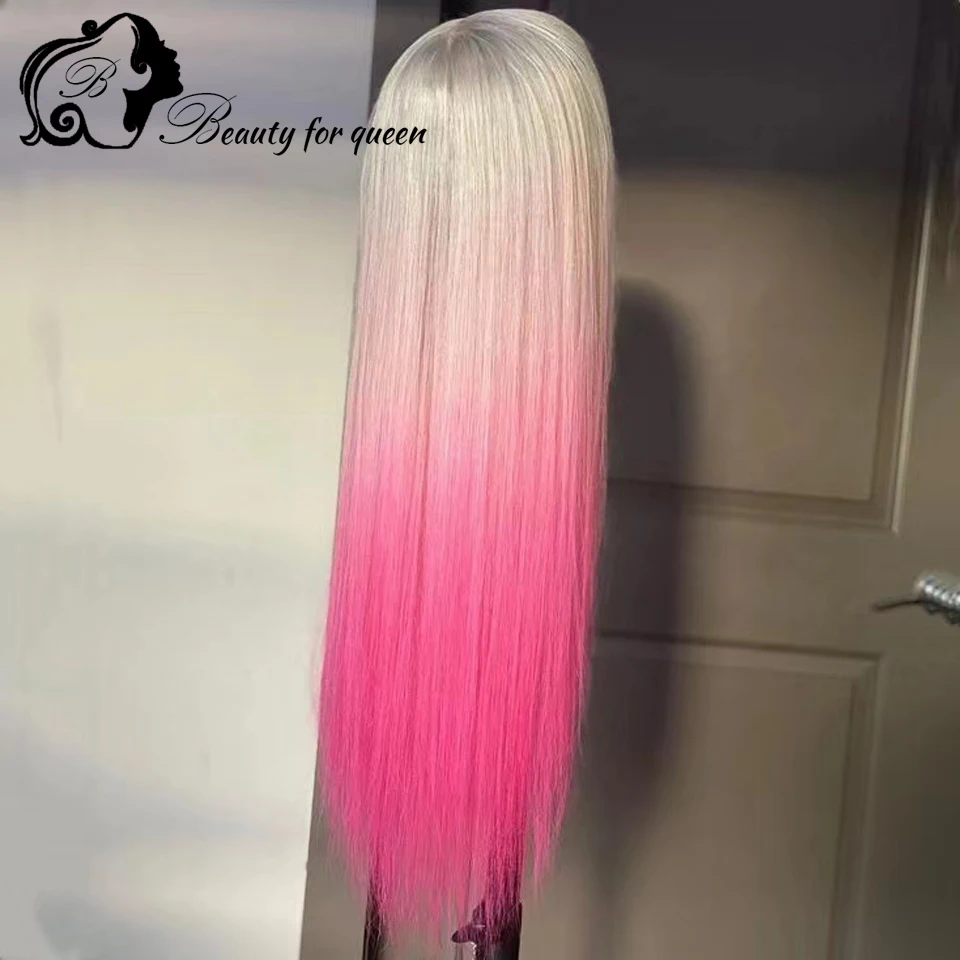 2026 Hot Sale Transparent 13x4 Lace Frontal Wig Colored White Pink Straight HD 180% Density Glueless Women Beauty Cosplay