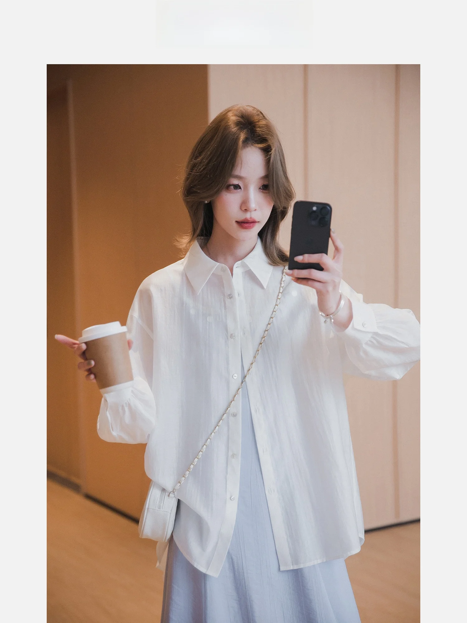 

Loose Casual Long Sve Thin irt Women's Spring Faion Yellow Danon Pattern Breathable Comfortable Lenzing Lyocell Po...