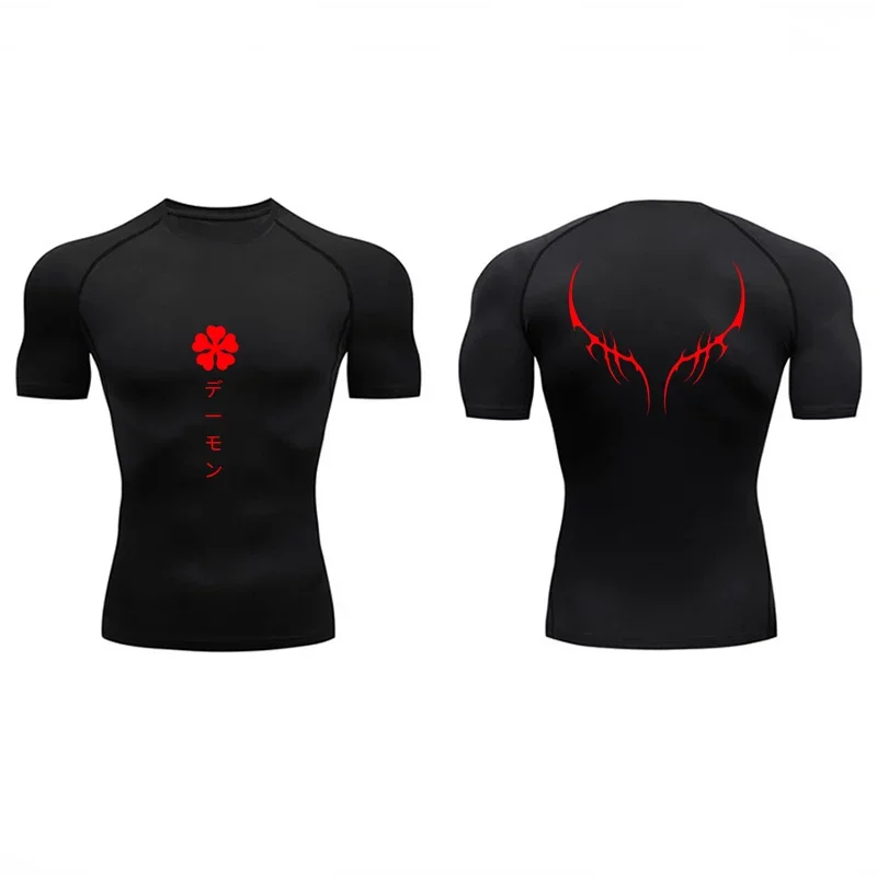 

Anime T shirt Men's Rashgard Tops Clothing Short Sleeves Second Skin Bodybuilding T-Shirt Quick Dry Compression Tight Shirt Men