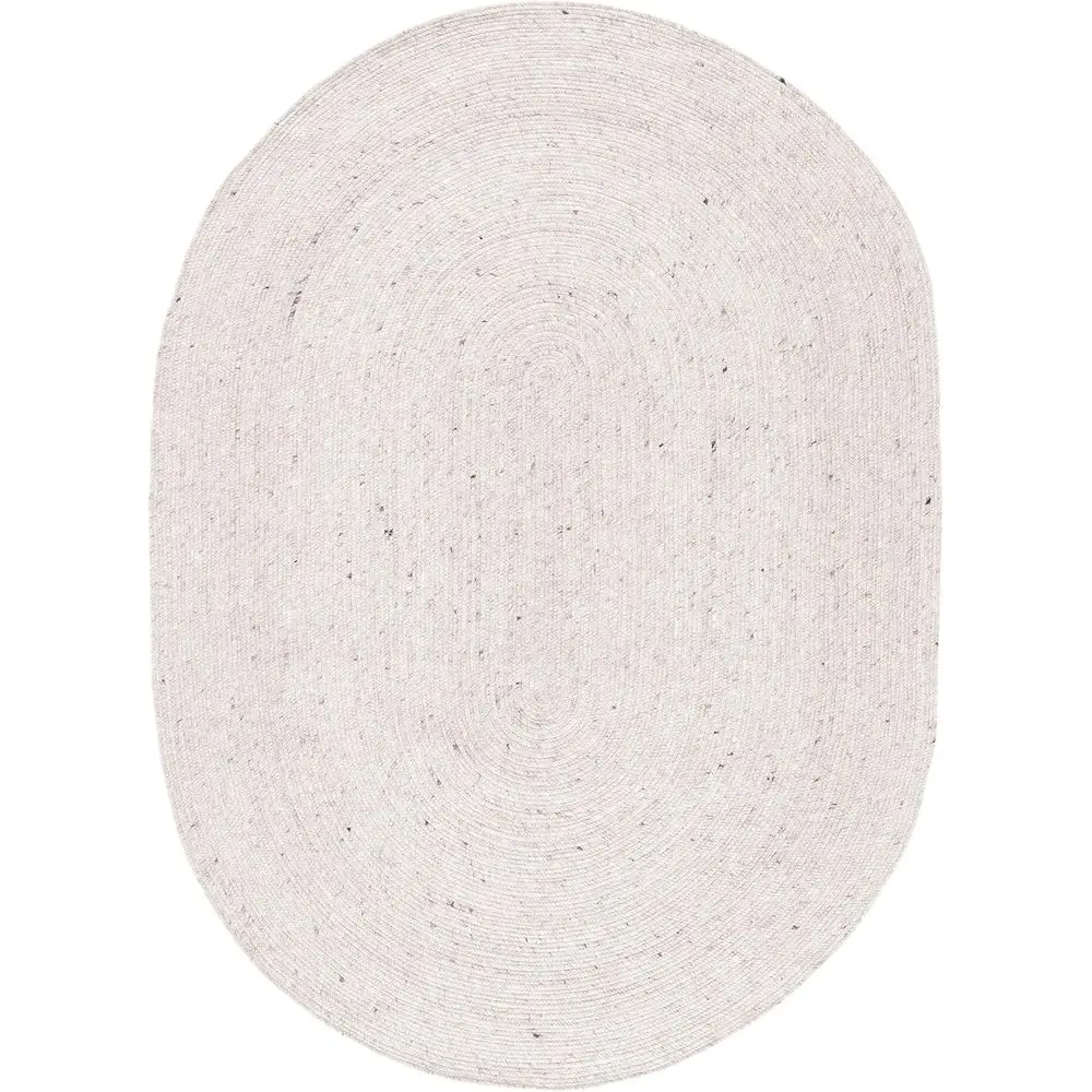 4' x 6' Beige Reversible Wool Rug, Handcrafted Cottage Style for Entryway, Living Room, and Kitchen