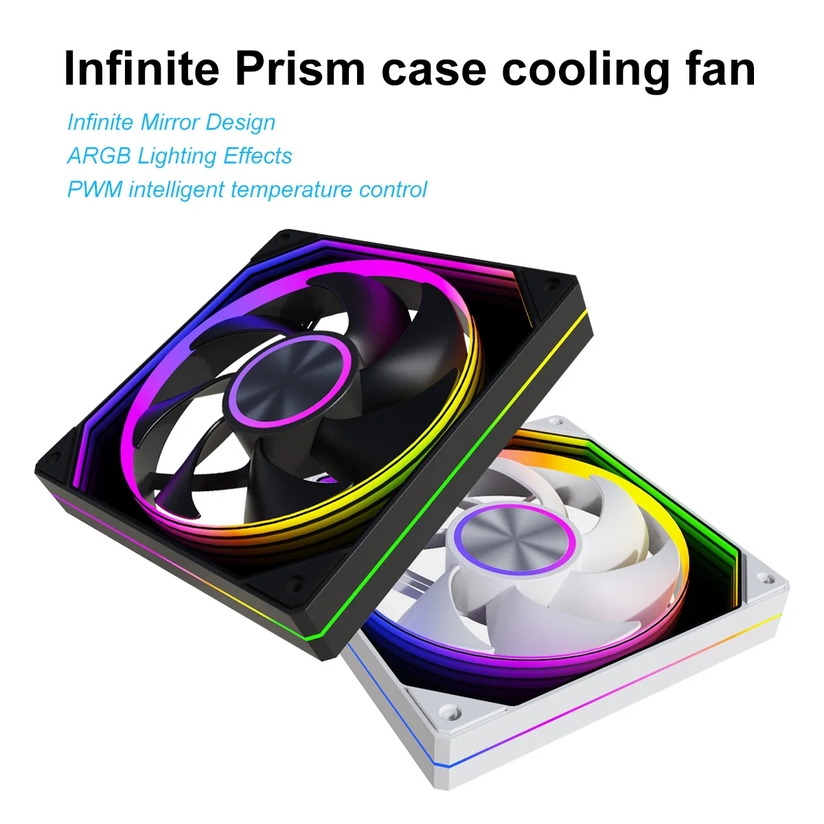 

Infinite Prism ARGB Case Fan, 120mm PWM PC Cooling Fan, 5V 3Pin Aura Sync RGB Fan with Infinite Mirror Design, High Airflow Quie