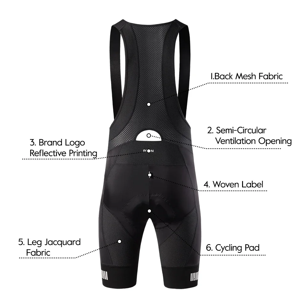 RION Herren Radsport-Trägerhose Mountainbike MTB Tights Polsterung Fahrrad-Trägerhosen Fahrradausrüstung Italienisches Dolomiti-Polster 8H Outdoor-Sport – Detail 11