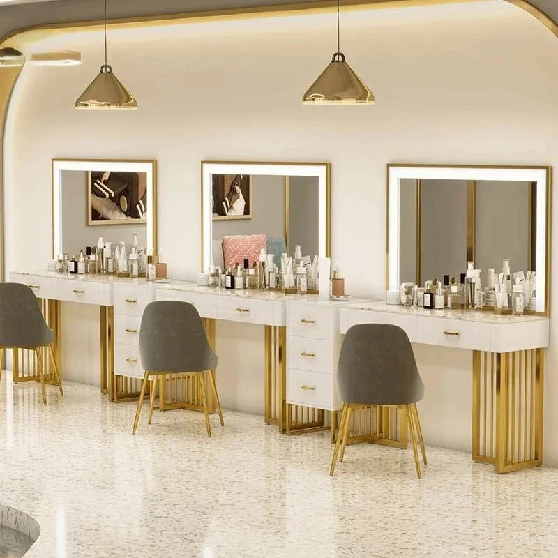 Tocadores de Lujo con Cajones, Mesas de Maquillaje con Estación de Carga, Cajones, Espejo con Luces y Modos, Mesa de Maquillaje, Muebles de Dormitorio