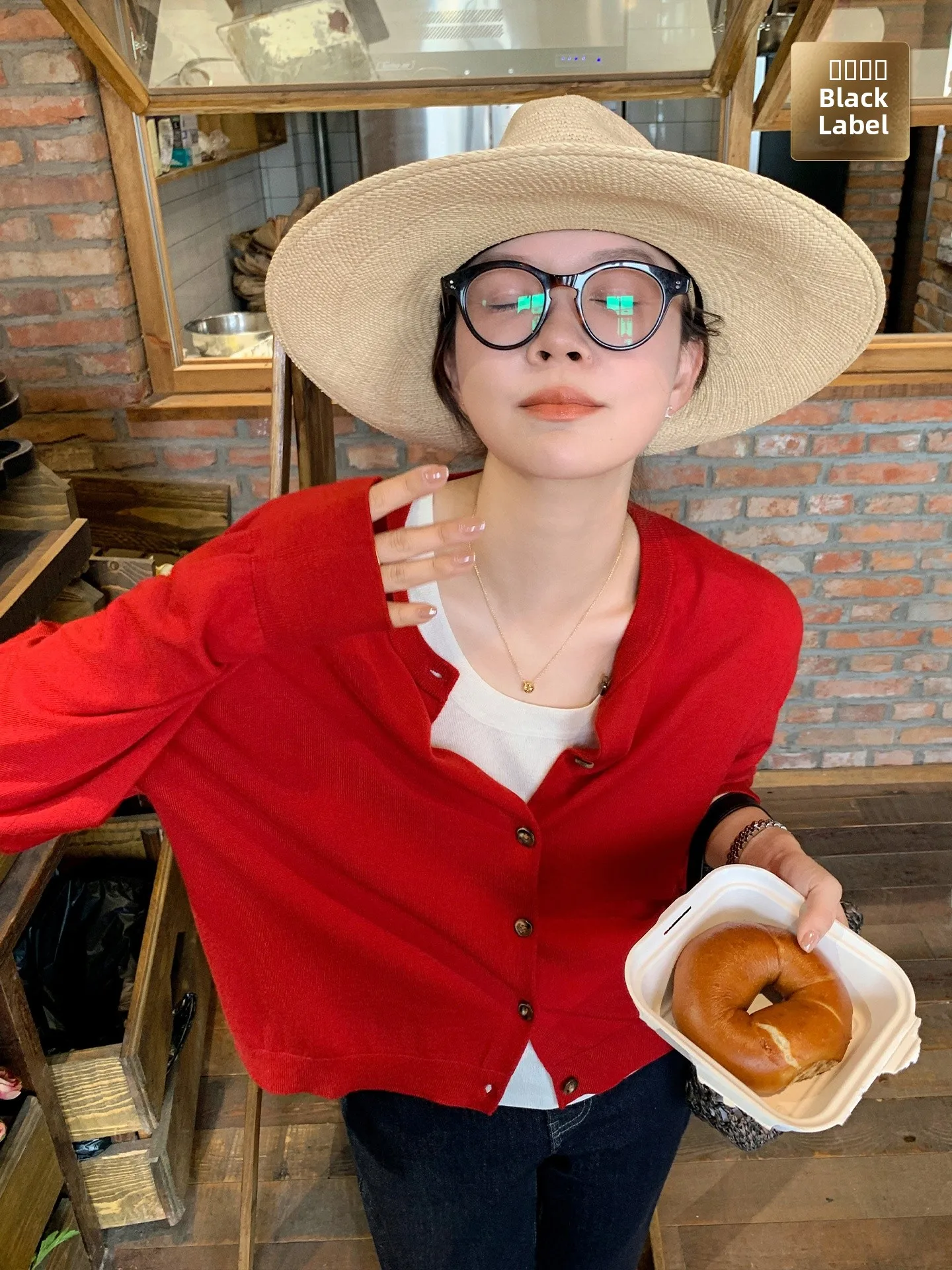 

Вязаный кардиган Ribeelin Sisy Bla Label с цветовыми блоками, облегающий, с круглым вырезом, красный свитер, осенне-зимний женский топ, повседневный стиль