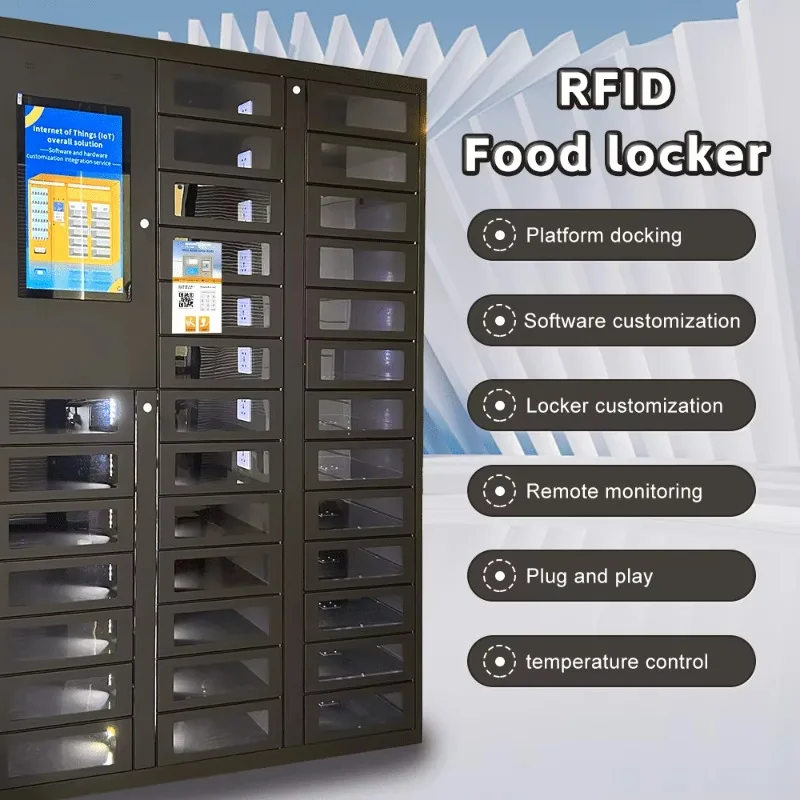 Customized Sleek Smart Locker for Food Intelligent Contactless Cabinet with Electronic Key Lock Self Takeaway Pickup Hot Sale