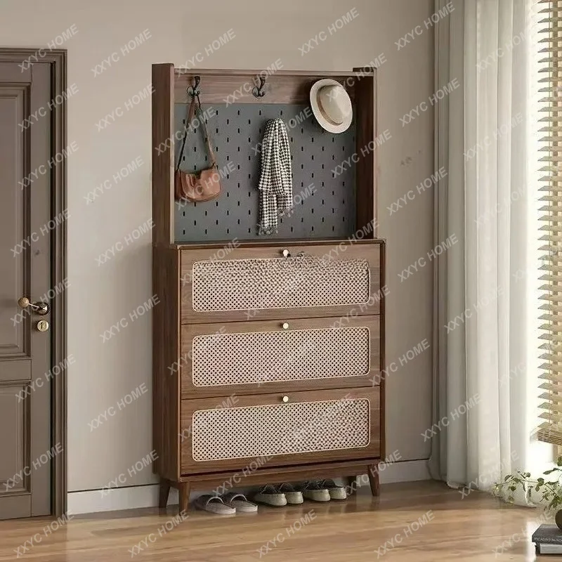 XX Wooden Shoe Cabinet Modern Gray Natural House Storage Salon Shoe Rack Hallway Space Saving Zapatera