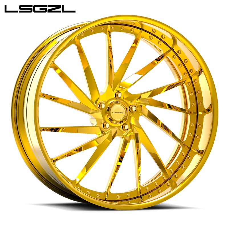 LSGZL Gold Deep Dish  Monoblok 2 Pieces Forged Wheel  High Strength Alloy Wheels 20 Inch Car Alloy Wheels