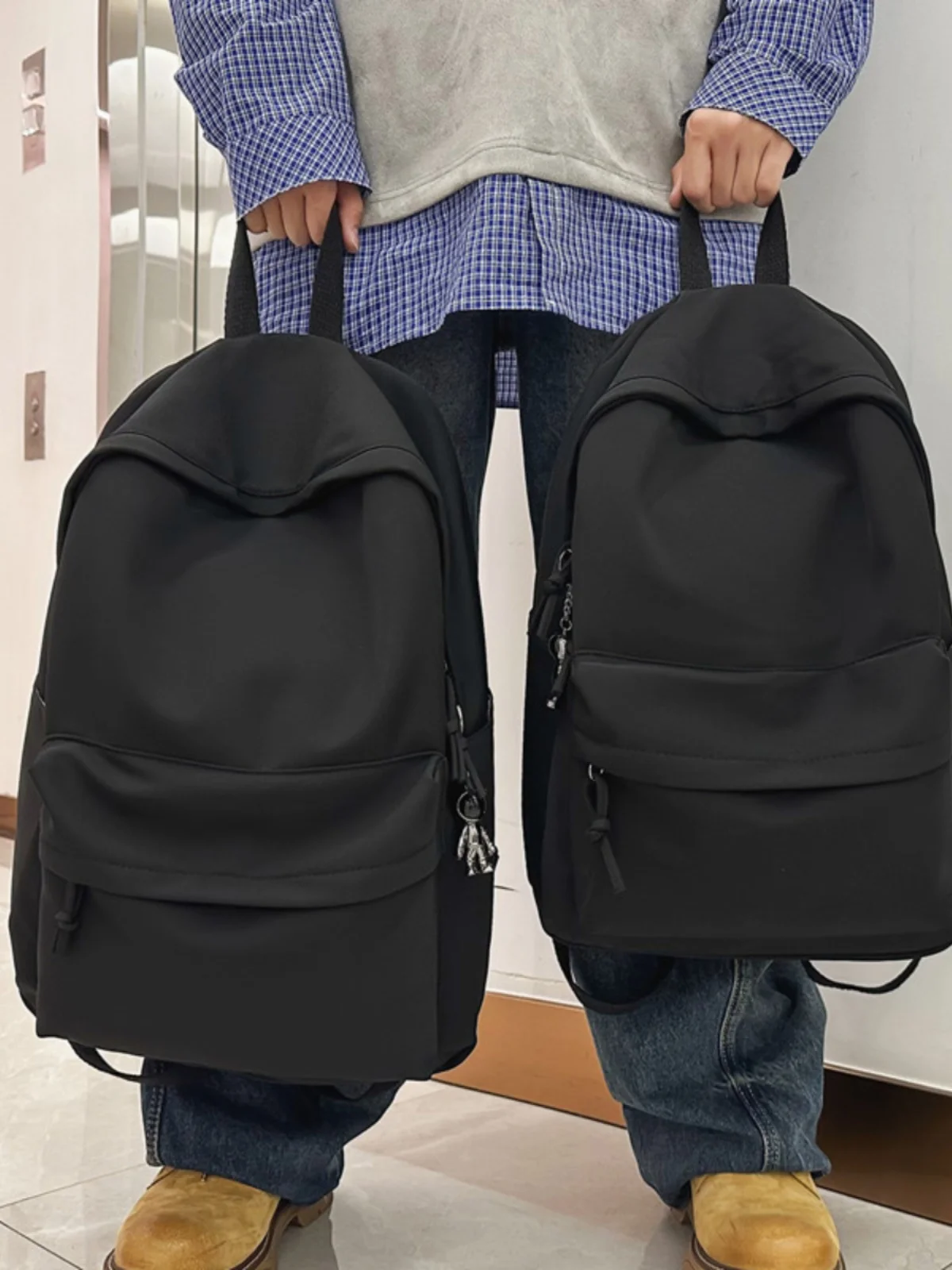 حقيبة ظهر للجنسين ذات سعة كبيرة، بسيطة وعصرية على الطراز الكوري لطلاب المدارس الثانوية والجامعات، حقيبة ظهر للرجال والنساء