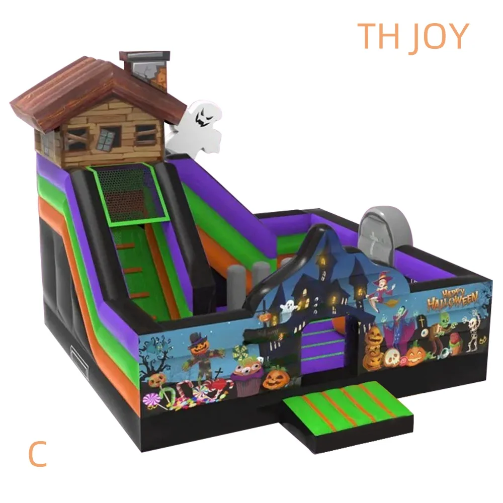 

by ship to door, Pumpkin Themed Inflatable Bounce House With Slide commercial Bouncy Castle playground for Halloween party