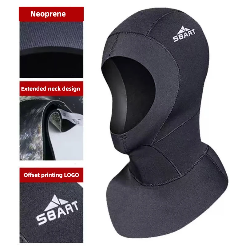

3mm Neoprene Diving Hood with Fixed Long Neck Cape,Thermal Adult Snorkeling Scuba Surfing Swim Cap for Winter Water Sports Gear