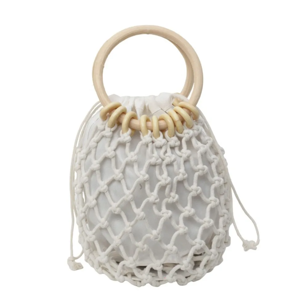 

Leisure Weaving Straw Woven Handbag Elegant Korean Style Bucket Tote Bag Handmade Niche Design Woven Beach Bag Vacation