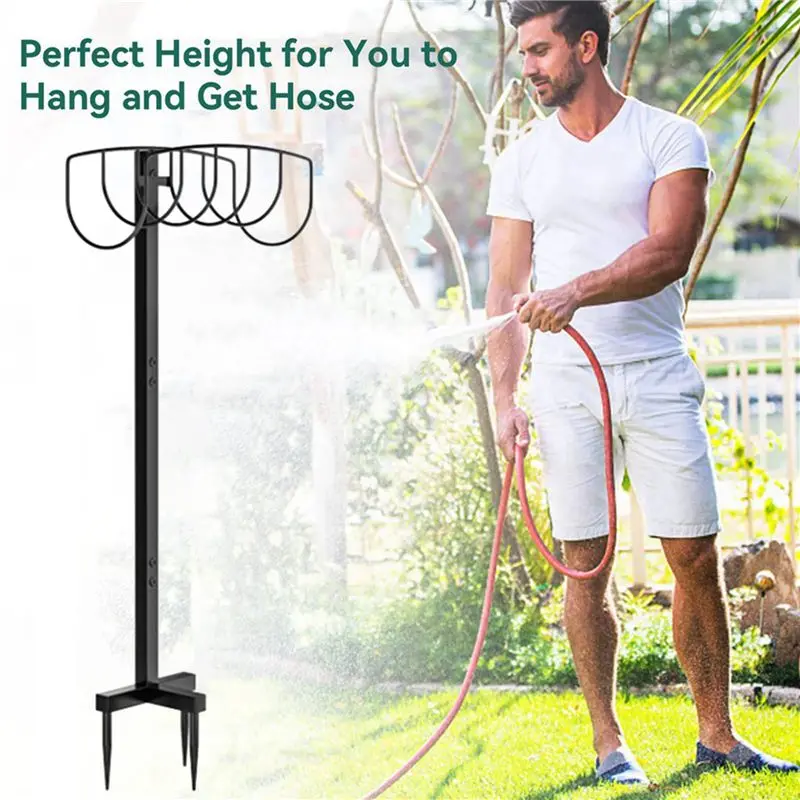 2X Garden Water Hose Holder-Detachable Hose Stand Heavy Duty Metal Hose Hanger,Garden Hose Holder Storage Hose Rack