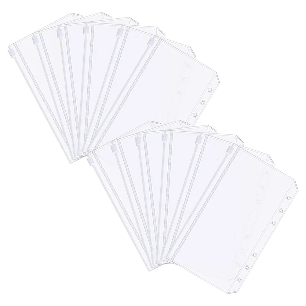 

12 Pcs Binder Zipper Bag Pouch Accessories Bank Money Bags with Dividers Pockets Clear Pouches
