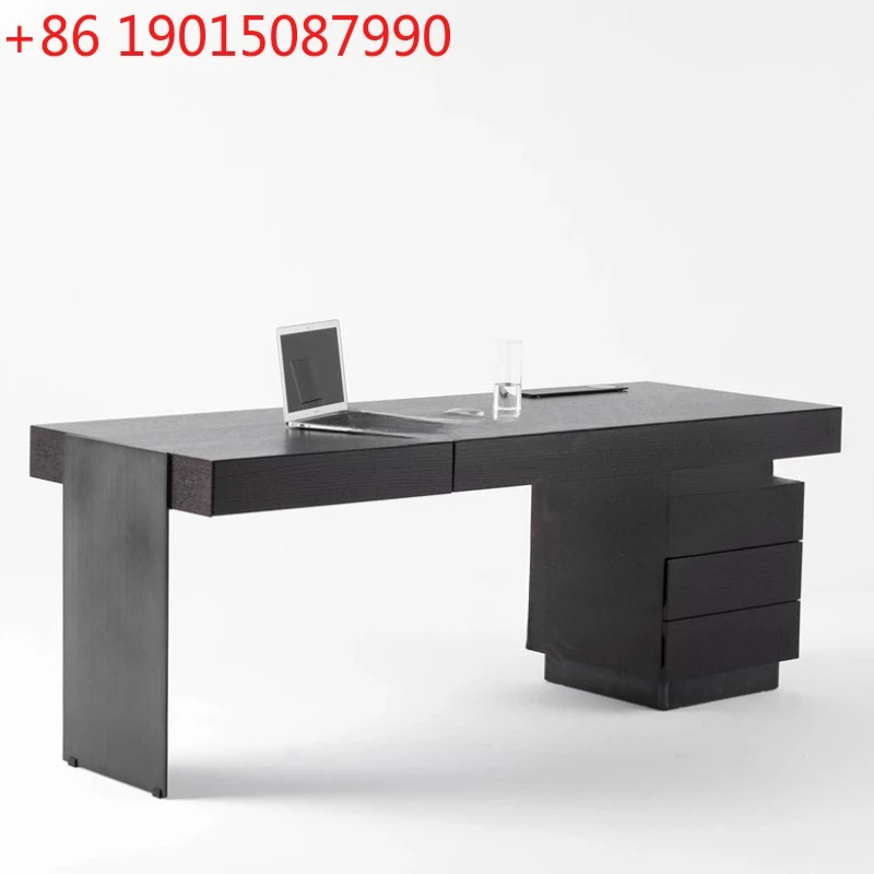 

Прямоугольный черный компьютерный стол Boss, дизайнерский, из дымчатого дерева, длинный, для учебы и работы.