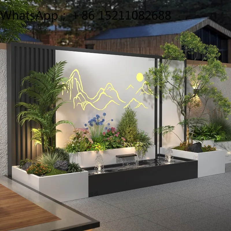 SCY courtyard water system flow wall stainless steel water feature fish pond circulating water combination box