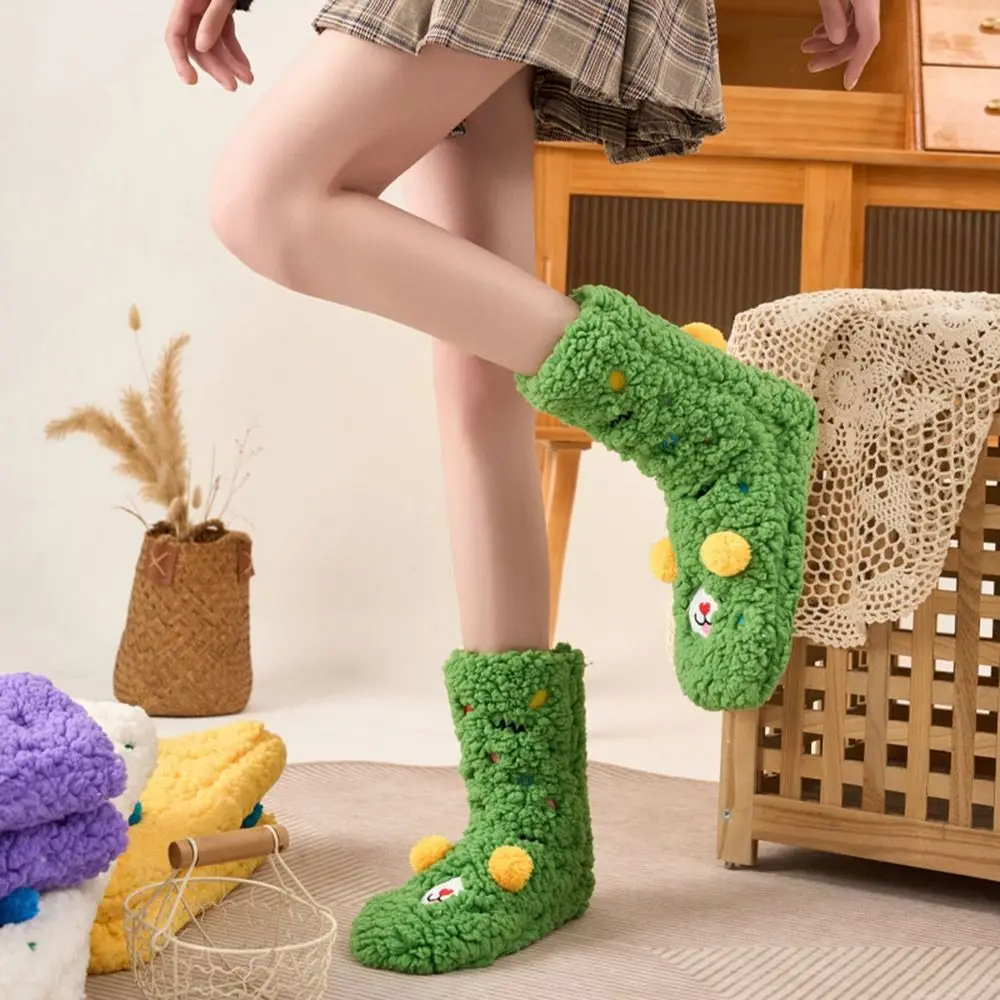 Cute Lambswool Floor Socks Embroidered Thickened Socks Cartoon Warm Sleep Socks Bedroom