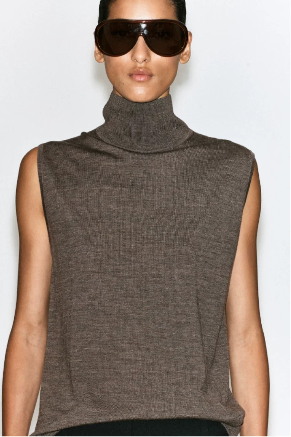 XIMIAN APPAREL 2026 YAZHIMEI Traf Cos Herbst Neuer Stil Damen Casual-Stil braune Wollmischung gestrickte ärmellose Weste – Detail 3