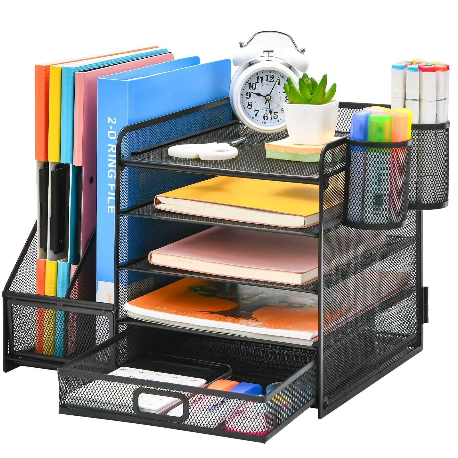 1 Stück 5-stufige multifunktionale Aufbewahrungsbox für Schreibwaren |   Stahl-Schreibtisch-Aufbewahrungsregal, Bürobedarf-Organizer, Schreibtisch-Ergänzungen für das Büro
