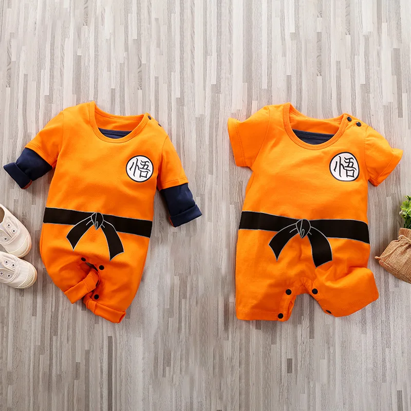 Anime Dragon Ball Goku Baby Romper Newborn Baby Kawaii Cute Cartoon Cosplay Costume Jumpsuit Cotton Long Sleeved Clothes Gift