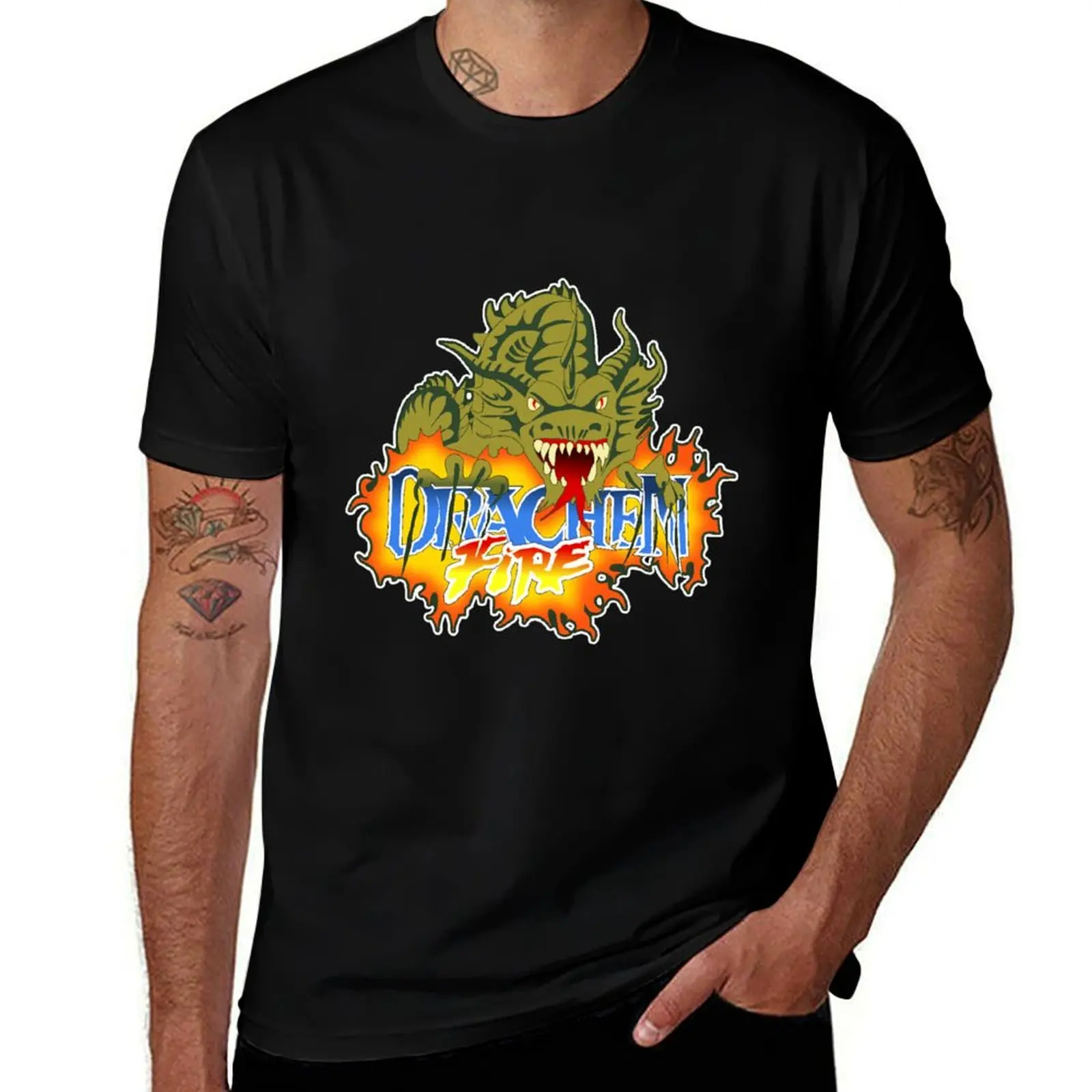 

Drachen Fire Logo Design T-Shirt funny t shirts cotton man t shirts for men