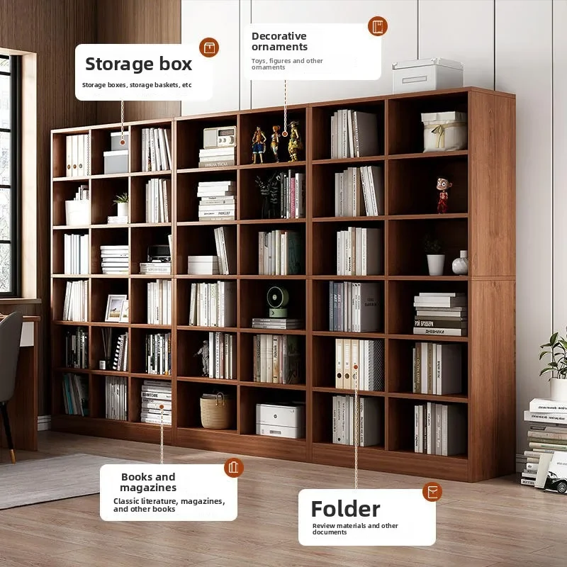 

Bookshelf Floor to ceiling against wall Multi-grid large-capacity shelf Living room display cabinet Storage rack Display shelf