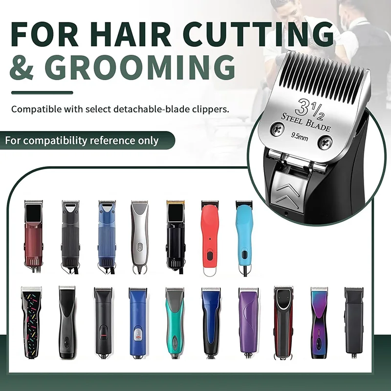 Silver Steel 3-1/2 Clipper Blade 9.5mm Compatible with Oster Classic 76 Hair Styling Replacement Blades for Clippers - view 4