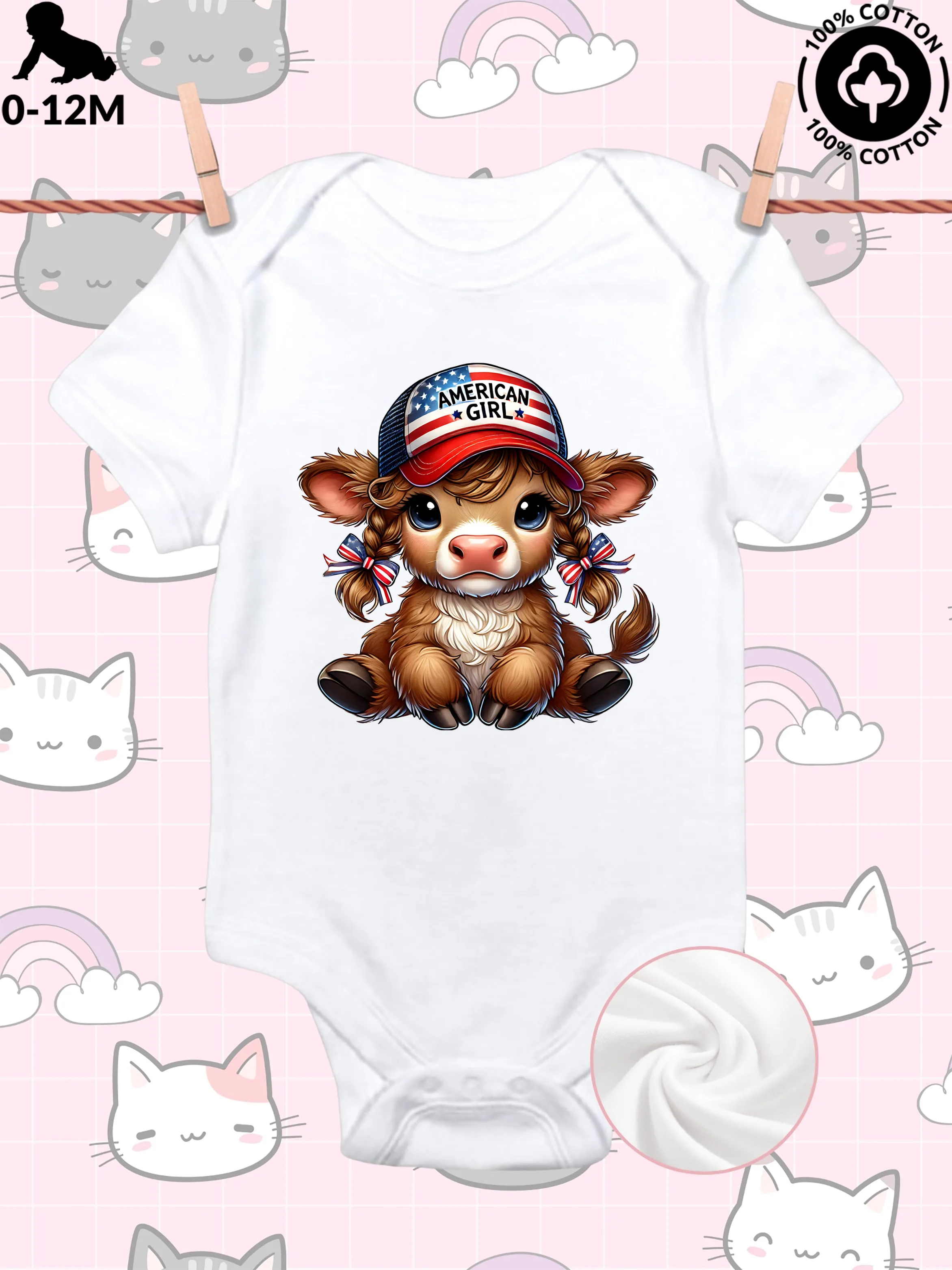 

Детский комбинезон American Girl Cattle унисекс, из чистого хлопка, мягкий, всесезонный, белый, 190 г/м²