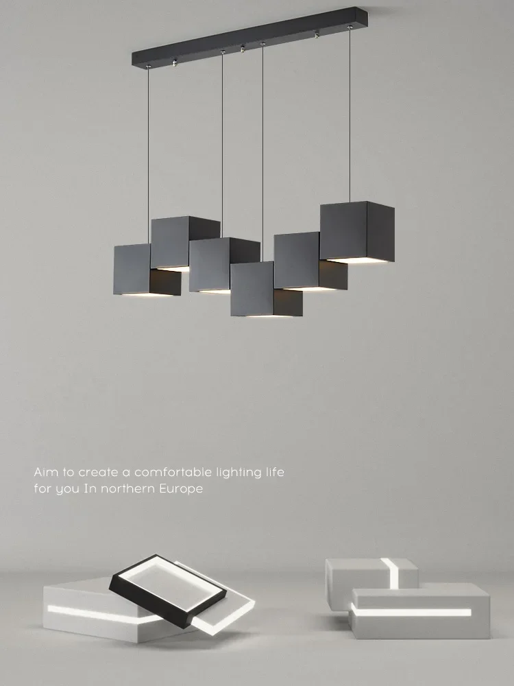 

Modern Pendant Lights Black White Kitchen Island Living Dining Room Office Pendant lamp Designer Creative Geometric Lights
