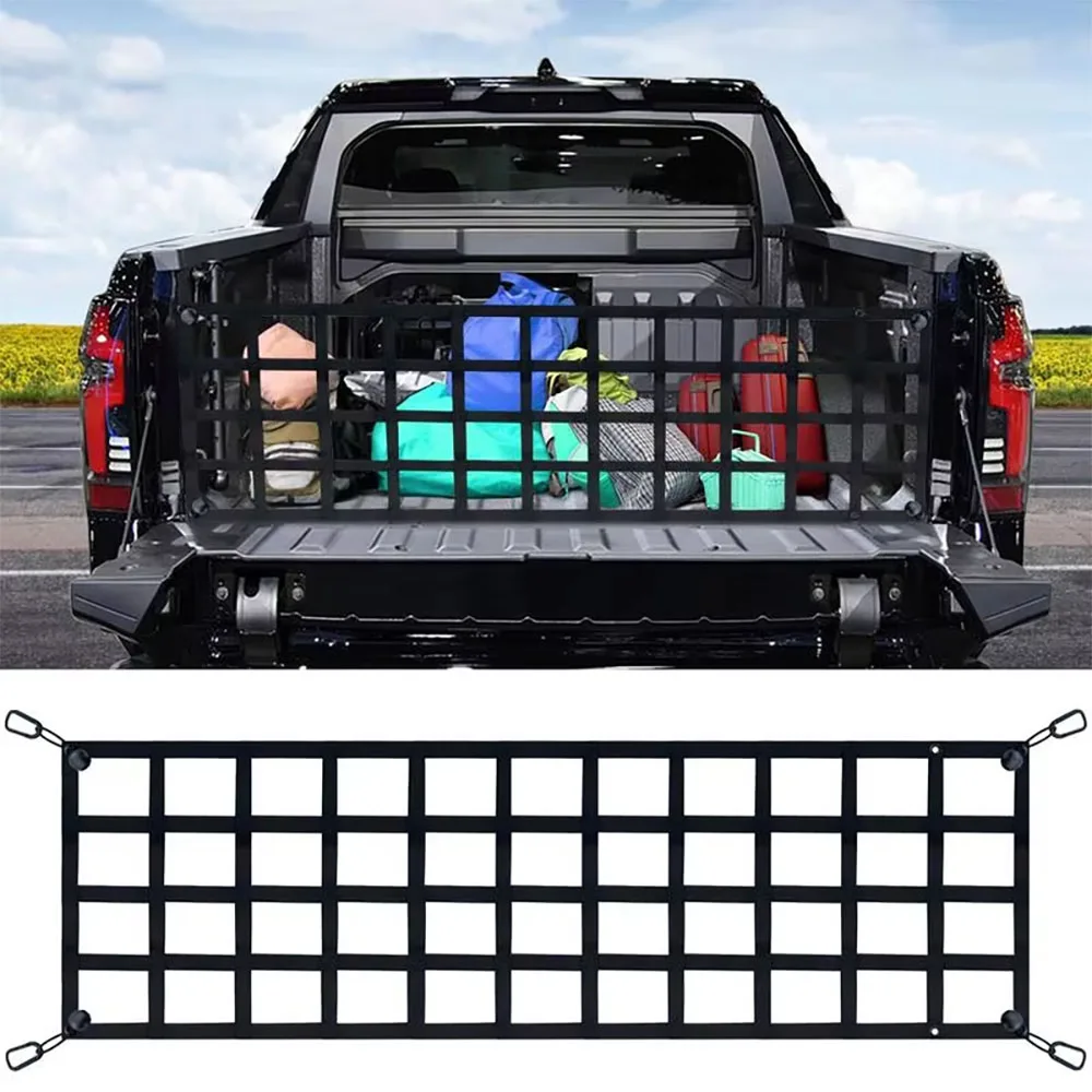 Rede organizadora de porta-malas de carro, proteção uv, captador, cama de caminhão, malha traseira, rede de armazenamento de carga, divisor, acessórios de carro