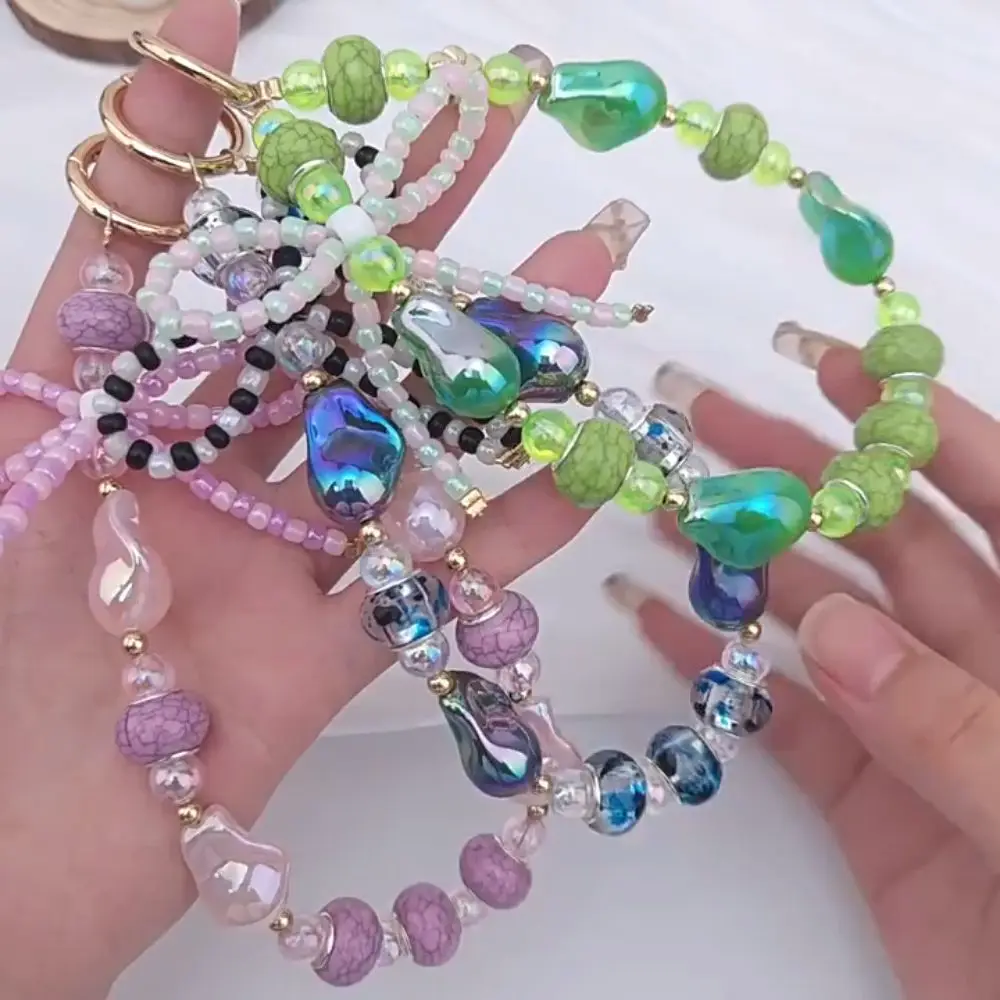 

Anti-lost Flower Mobile Phone Chain Short Beaded Bow Phone Case Lanyard Bag Charms Y2K Colorful Ball Beaded Phone Strap