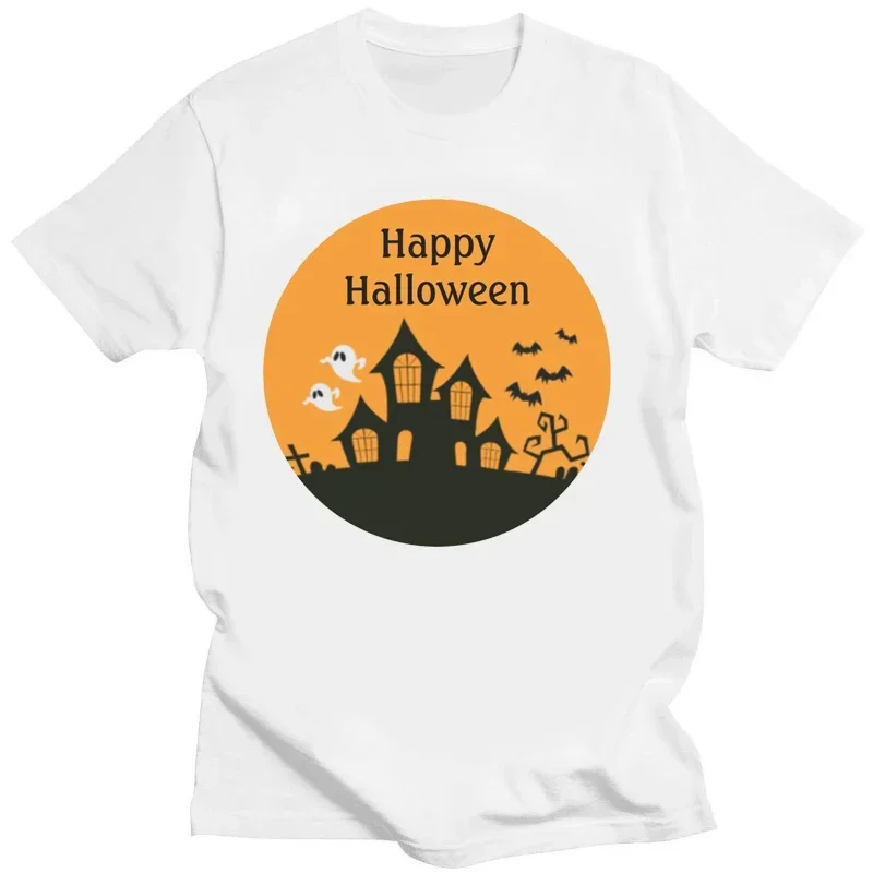 Funny Creative Ghost Gift T Shirts Women Men Clothing Tee Tops Happy Halloween Castle in The Moon T Shirt Ropa Mujer image 5