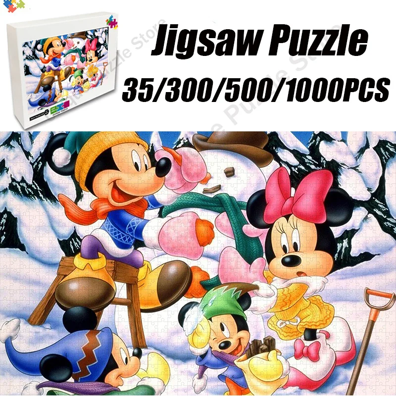 Disney Mickey Mouse Jigsaw Puzzles 35/300/500/1000 Pieces Puzzle Creative Pictures Children's Educational Intellectual Toys