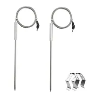 2 Pack Meat Probe Replacements for Thermopro TP20/TP17/TP16/TP08S/TP07/TP06 - with 2 BBQ Probe Holder Clips