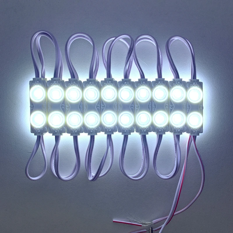 100 قطعة/الوحدة 12 فولت 2LED وحدة حقن مع عدسة 2835 SMD 1.2 واط إضاءة مقاومة للماء وحدة الإعلان تصميم تسجيل الخلفية