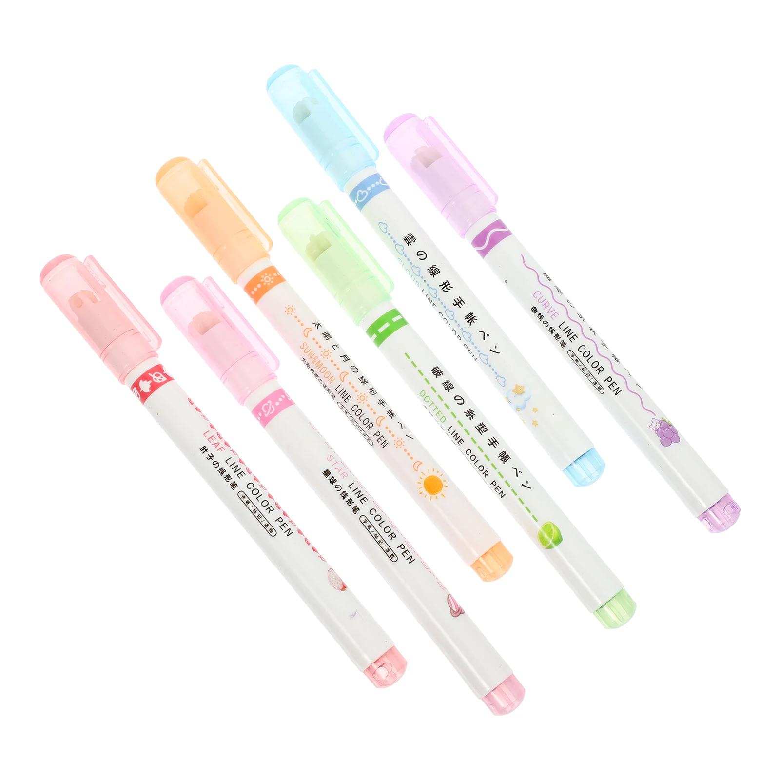 

6 Pcs Set Colored Pens Cute Card Markers Coloring Roller Study Work Gift Plastic Highlighter Pen BookMarkers