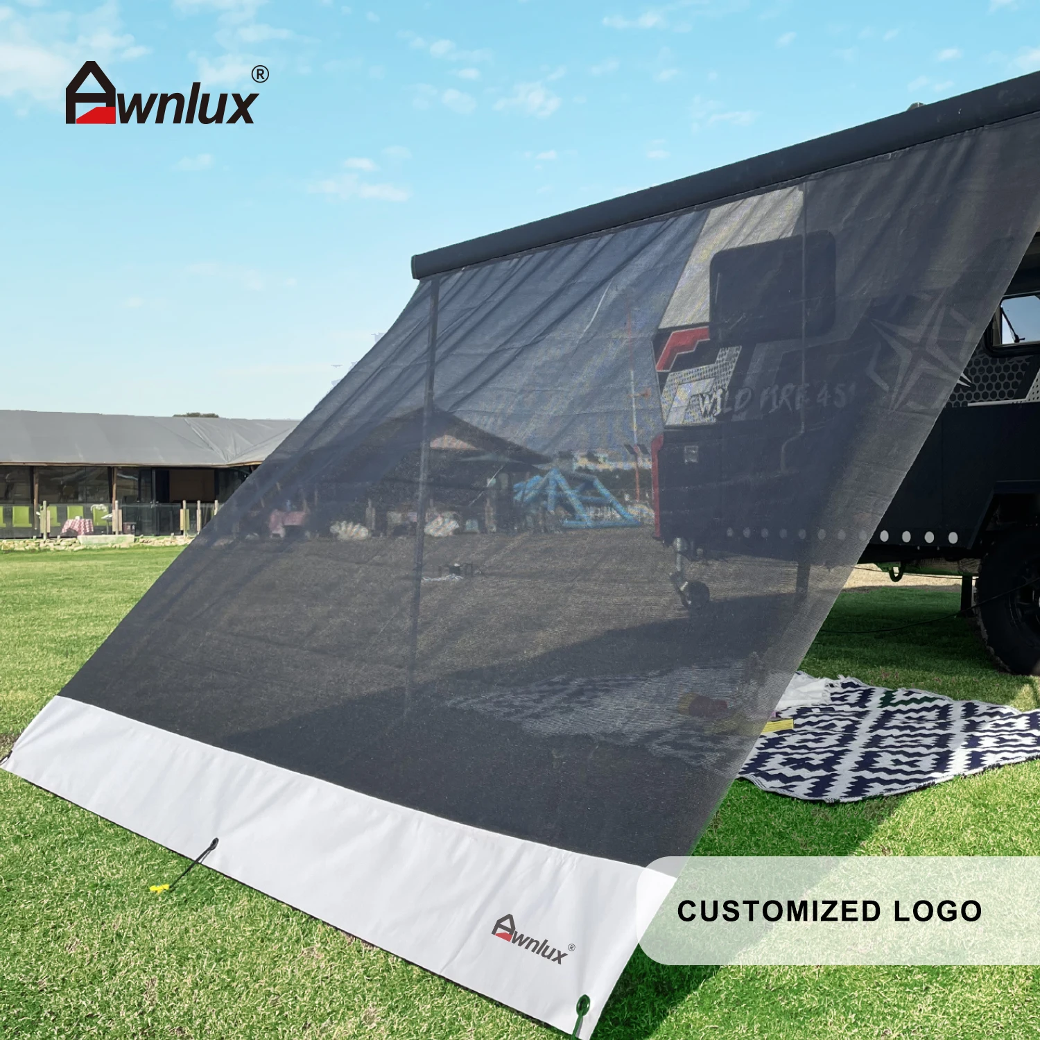 

Awnlux Pvc Mesh UV Blocker 90% Breathable Side Sun Shade For Caravan RV Awning Privacy Screens