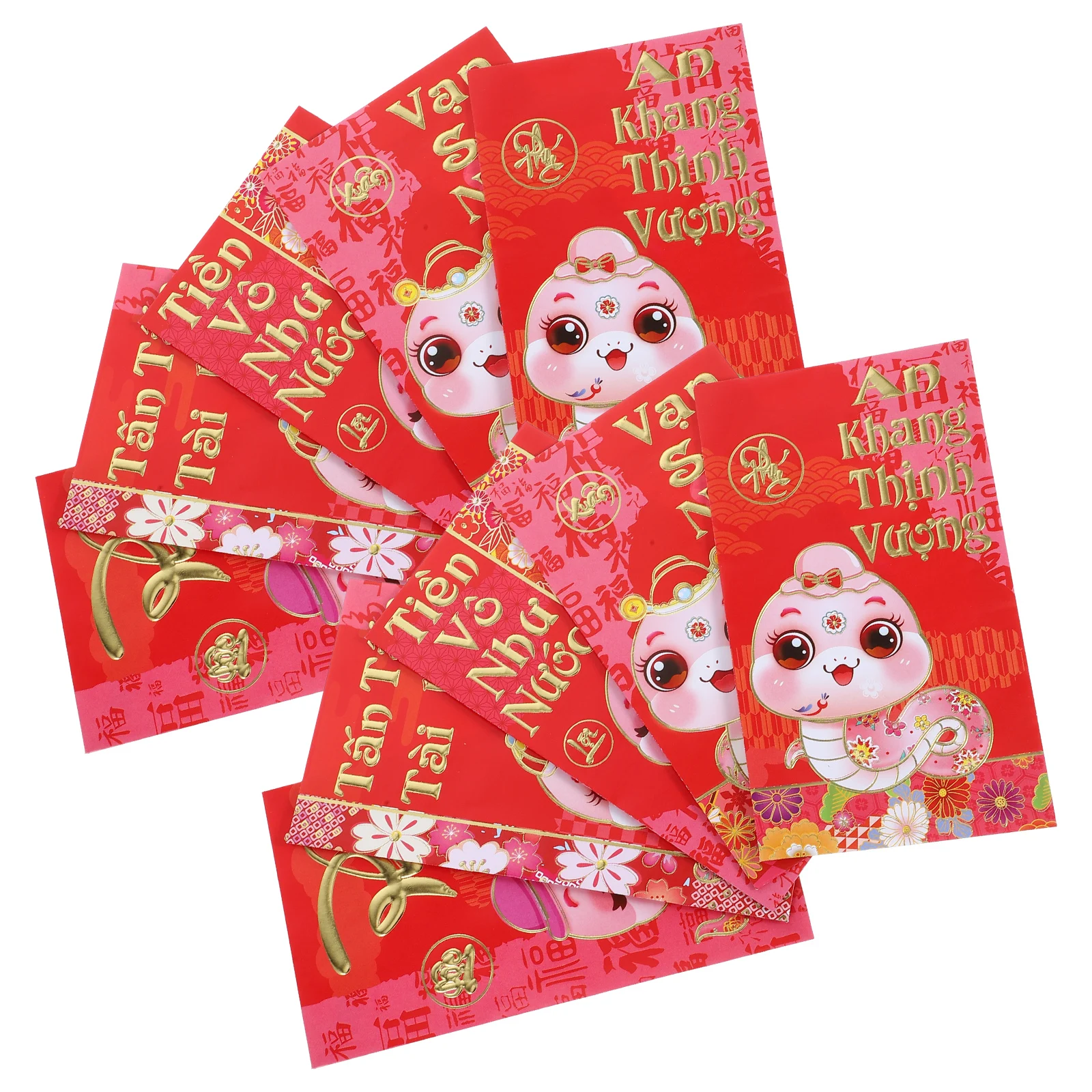 

30pcs 2025 Year Of The Snake Red Lunar New Year Lucky Money Envelopes Wedding Money Holders Vietnamese Style Large 2025