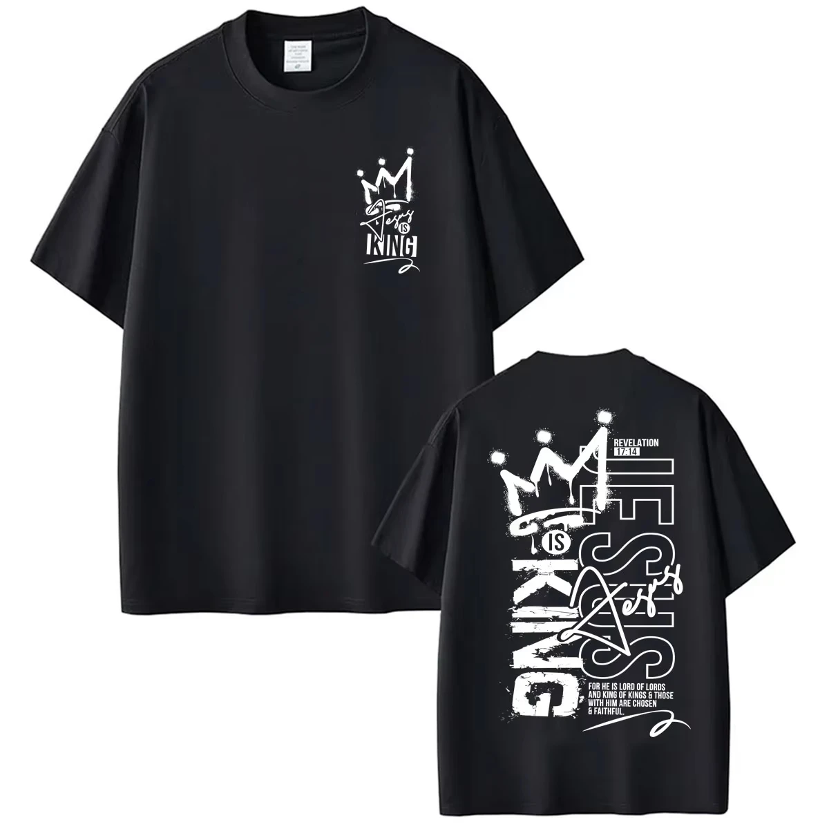 2026 Hot Christian Religious Jesus Is King Graphic T-shirt Trend Faith Bible Verse T Shirt Unisex Loose Cotton Casual T-shirt