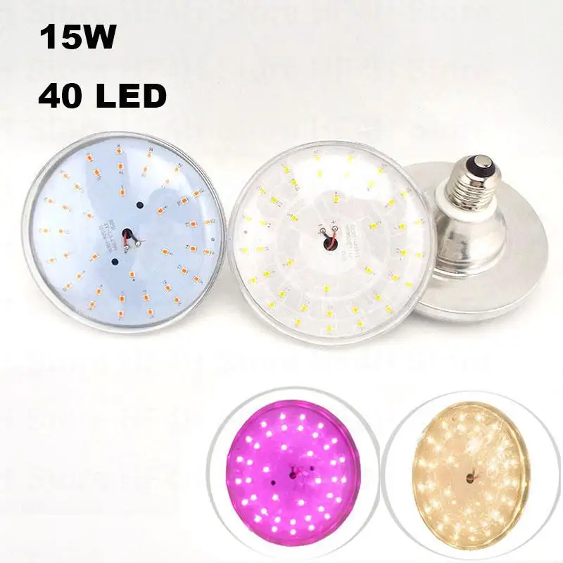 40 LED Plant grow Light bulbs Indoor 15W 160V 220V sunlight flower Light Green Plants Home vegetable phyto lamp Growing Lamps B4