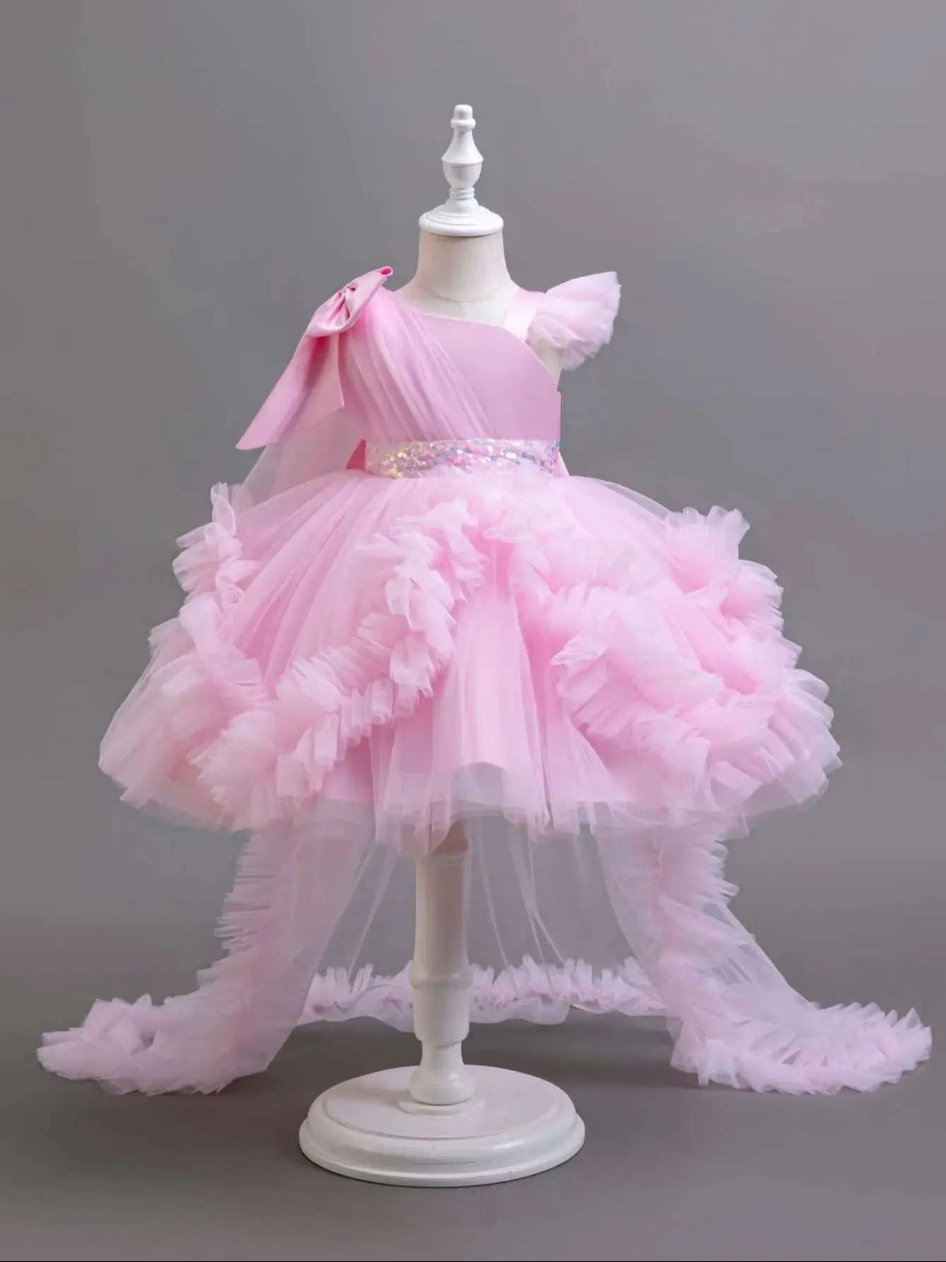 Kids' Lace Formal Dresses | Long Sleeve Ball Gown for Girls | Perfect for Christmas, Pageants & Gala Events