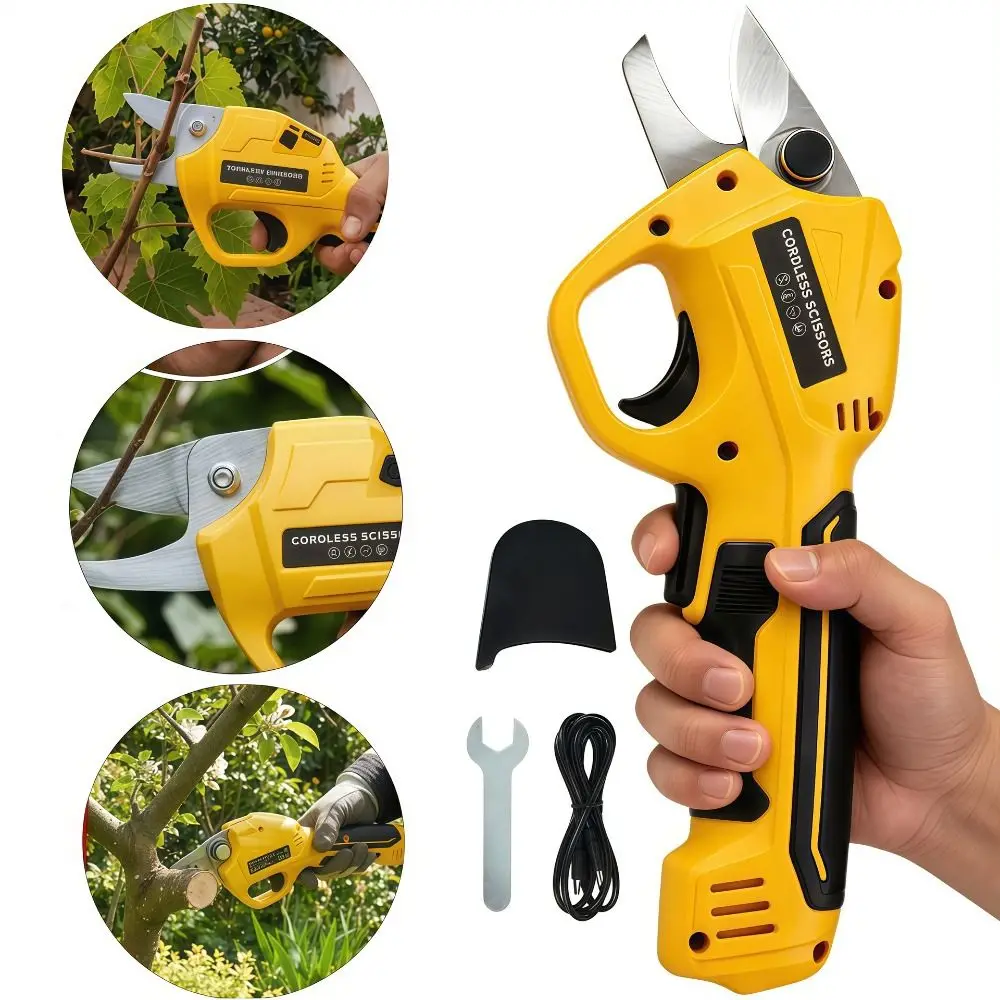 Rechargeable Electric Pruning Shears Li‑ion Battery Heavy‑Duty Handheld Pruner 30Mm Cutting Cordless Electric Pruner Branch