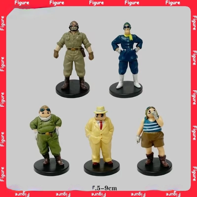 

5pcs/set Anime Crimson Pig Gashapon Figure Of Porco Rosso The Pilot Pvc Model Desktop Ornament Toy Gift